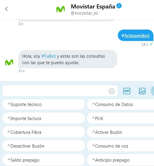 Chatbot Twitter Movistar