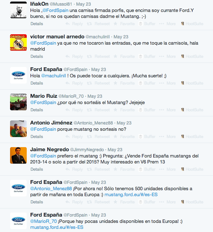 conversación Ford España en Twitter