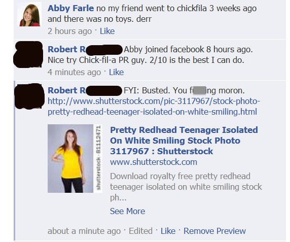Chick-Fil-A pillados en Facebook creando perfiles falsos