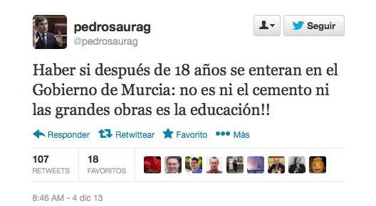 Pedro Saura escribió en un tuit "haber" en lugar de "a ver"