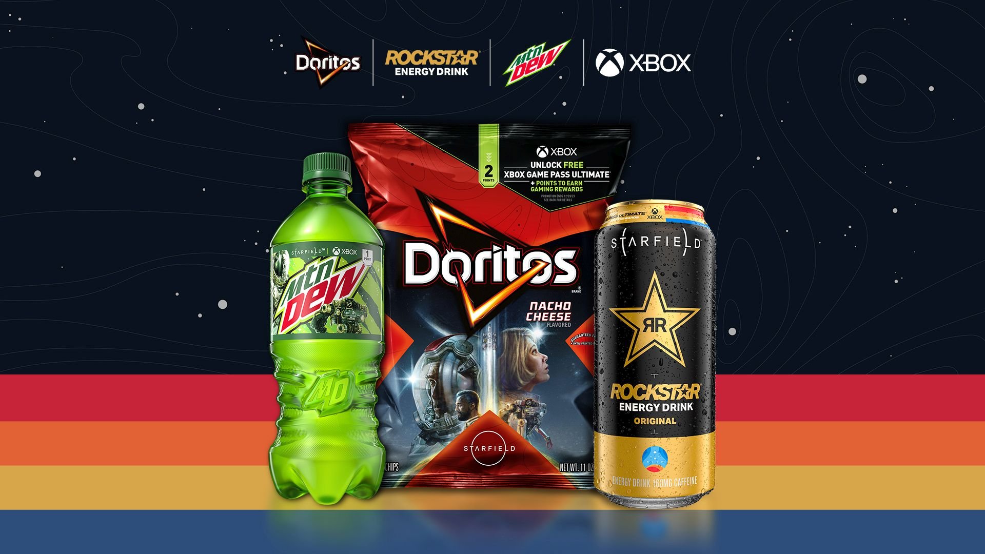 Audiense blog - imagen Xbox trabajó con Doritos, Mountain Dew y Rockstar Energy
