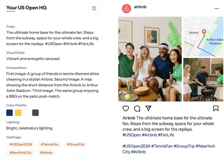 Audiense blog - image - potential Instagram post Airbnb US Open