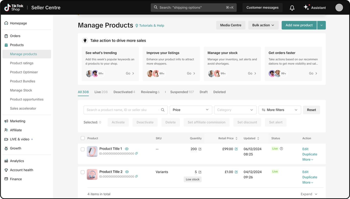 Audiense blog - image - TikTok seller centre