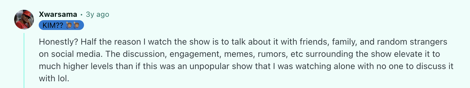 Audiense blog - image - Reddit group talking about Love Island TV show