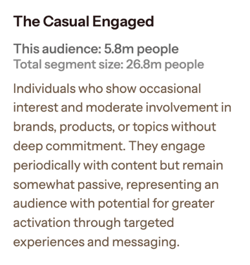 Audiense blog - image - "the casual engaged" segment
