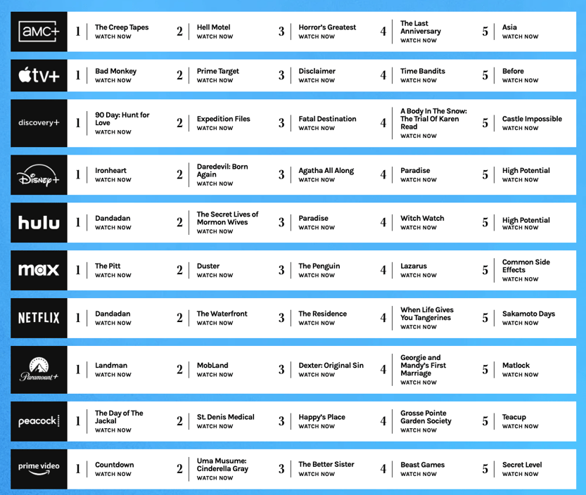 Audiense blog - image - top shows by each streaming service