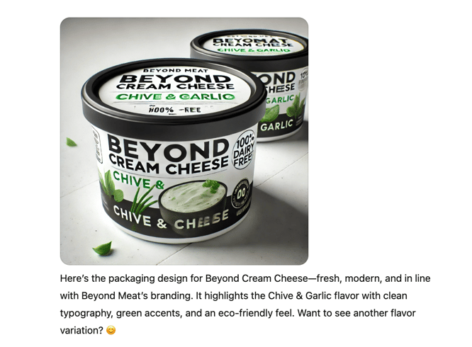 Audiense blog - imagen -  diseño de packaging para nuevo producto de Beyond Meat creado por ChatGPT