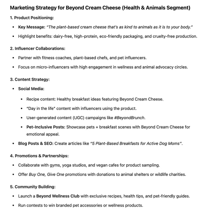 Audiense blog - imagen - estrategia de marketing centrado en el nuevo producto creado por ChatGPT para Beyond Meat