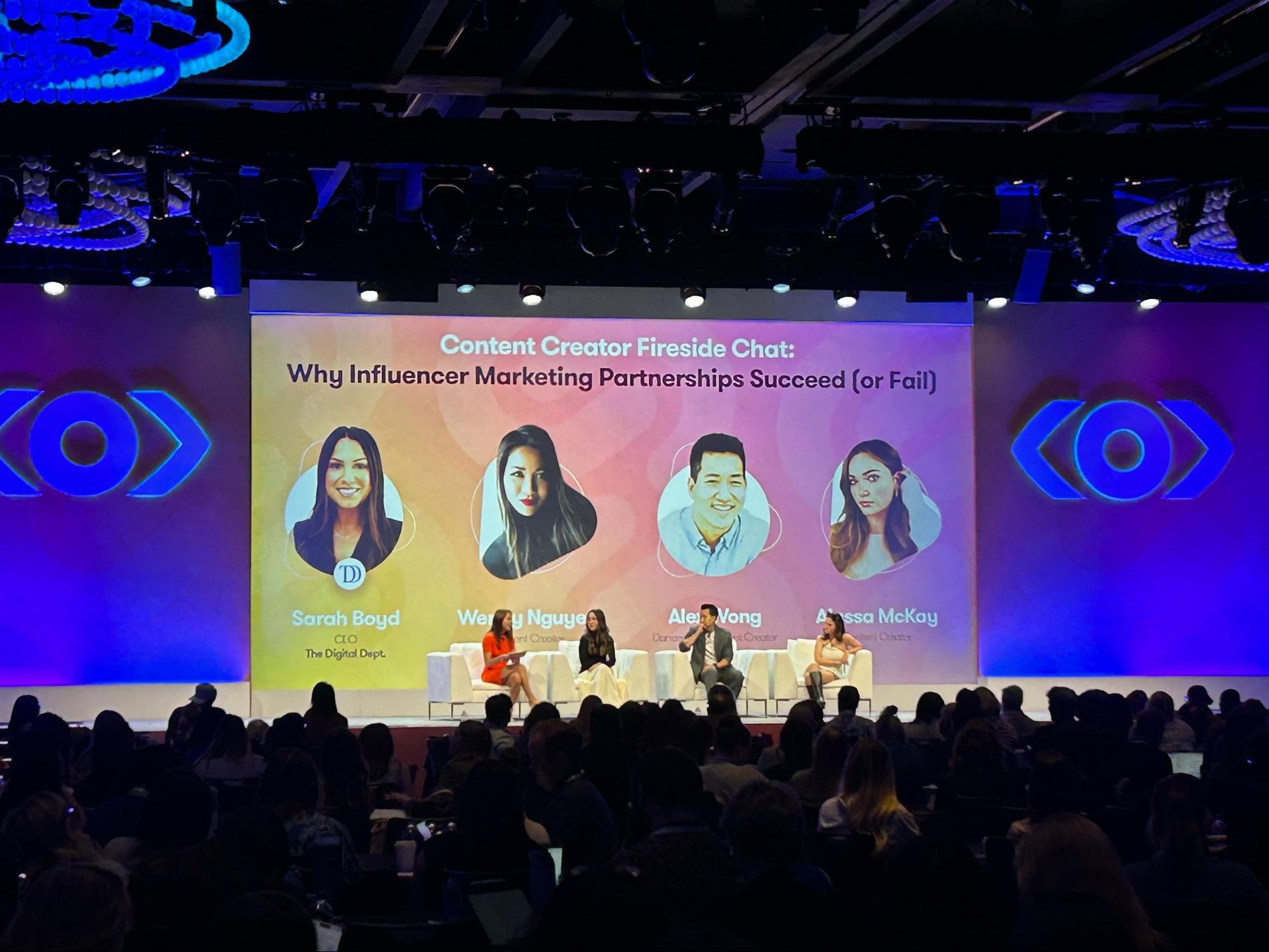 Audiense blog - imagen - creadoras de contenido Wendy Nguyen, Alex Wong y Alyssa McKay entrevistadas por Sarah Boyd - Meltwater Summit 2025