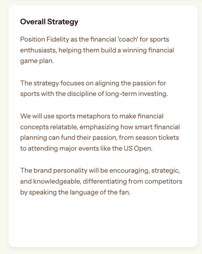 Audiense blog - image - overall strategy potential Fidelity campaign for Facebook