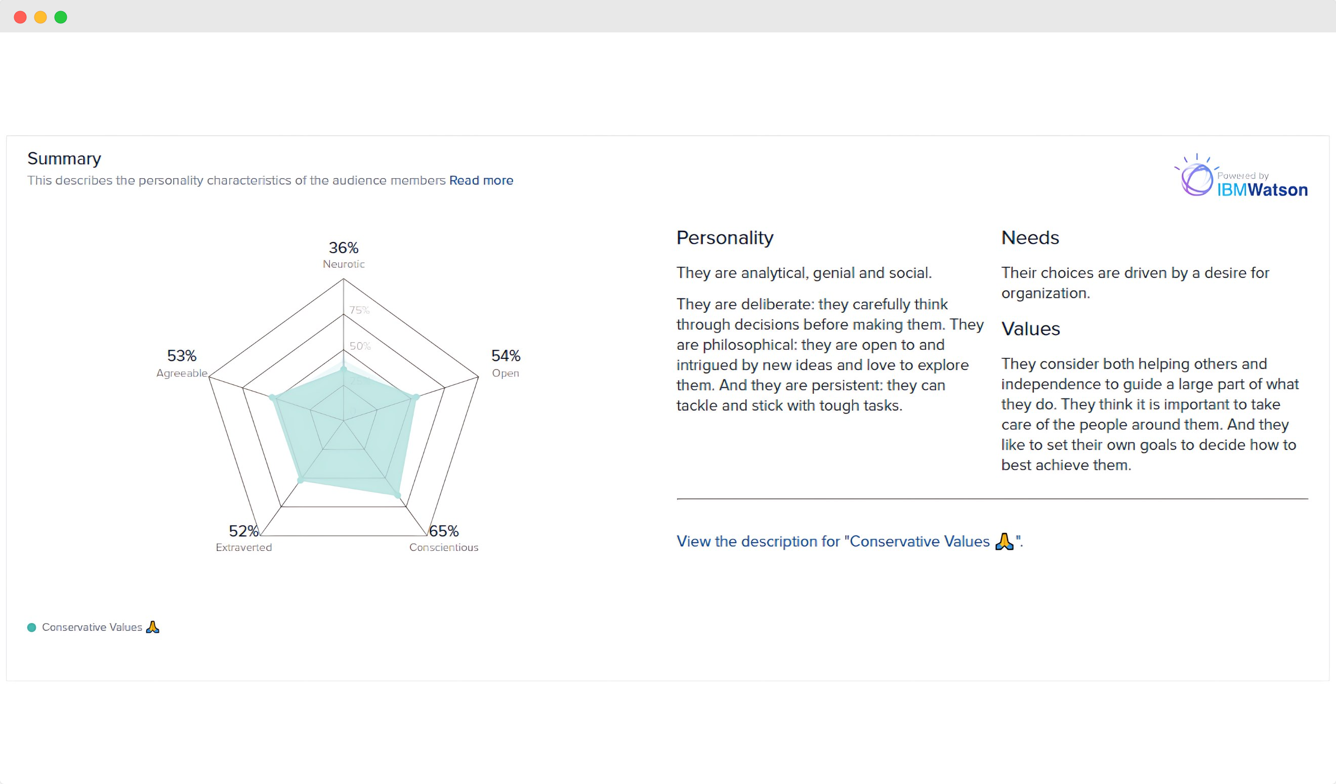 Audiense blog - imagen - dashboard de Audiense Insights - personality insights